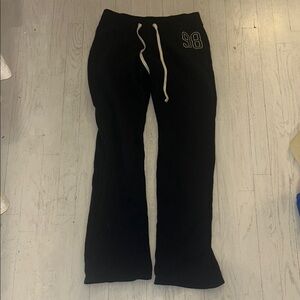 Hollister Black Sweatpants with White Drawstring